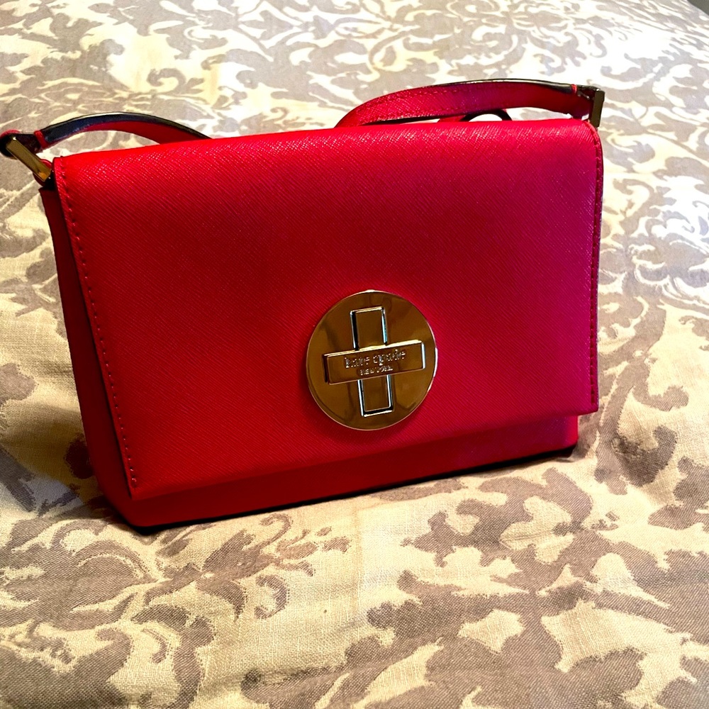 Kate Spade ♠️ Newbury Lane Sally Crossbody Evening Clutch Red Saffiano Leather